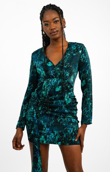 Wzorzysta mini sukienka zamek (40)