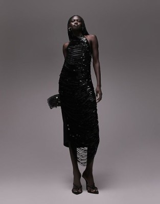 Czarna cekinowa sukienka odkryte plecy (34)