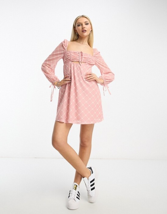 Różowa sukienka mini wzór (44)