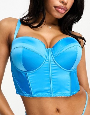 Niebieski satynowy gorset (75E)