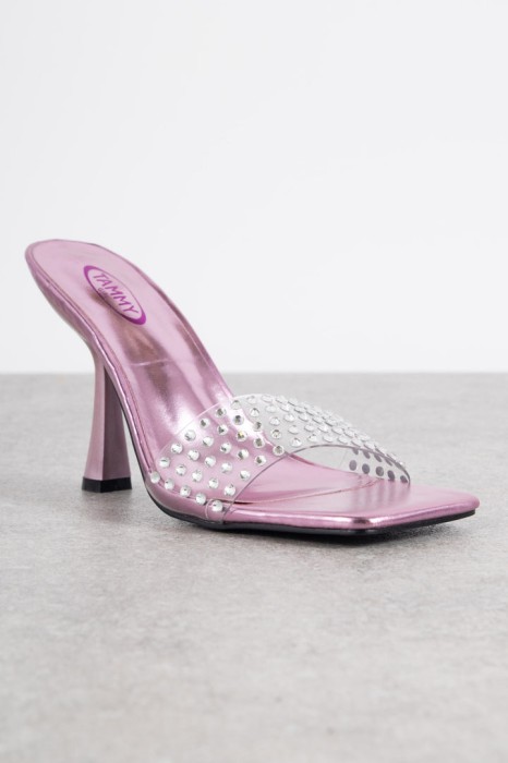Tammy Girl Embellished Mid Heeled Sandals in Pink.jpg
