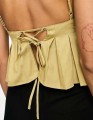 Beżowy wiązany top zaszewki (38)