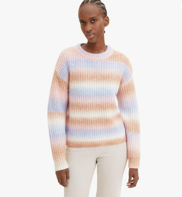 Kolorowy pleciony sweter (XS)
