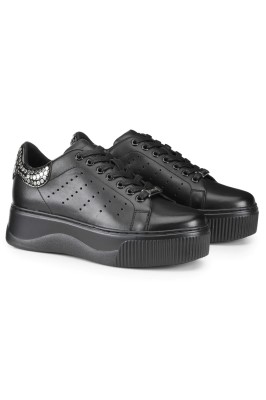 Czarne skórzane sneakersy ozdoby (37)