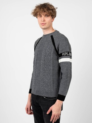 Szary pleciony sweter (L)