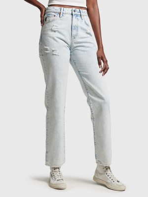 Niebieskie jeansy 7/8 dziury (29/32)