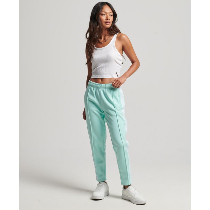 Miętowe spodnie lampasy logo (42)
