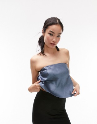 Satynowy niebieski top (46)