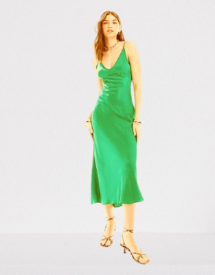 Satynowa zielona sukienka (36)