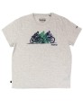 Szary melanżowy t-shirt nadruk (L)