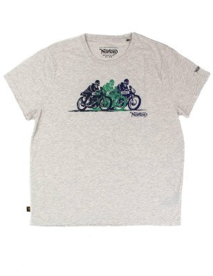 Szary melanżowy t-shirt nadruk (L)