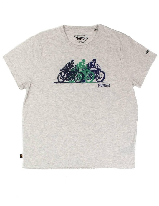 Szary melanżowy t-shirt nadruk (L)