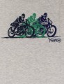 Szary melanżowy t-shirt nadruk (L)