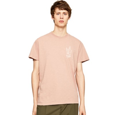 Różowy t-shirt nadruk (L)