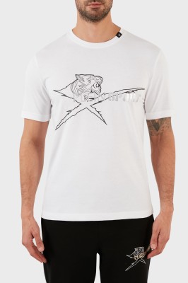 Biały t-shirt nadruk (XL)
