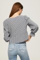 Granatowa bluzka wzór v neck (S)