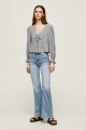 Granatowa bluzka wzór v neck (S)