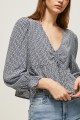 Granatowa bluzka wzór v neck (S)