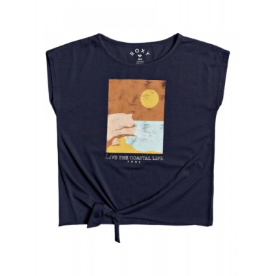 Granatowy t-shirt nadruk wiązanie (4L)