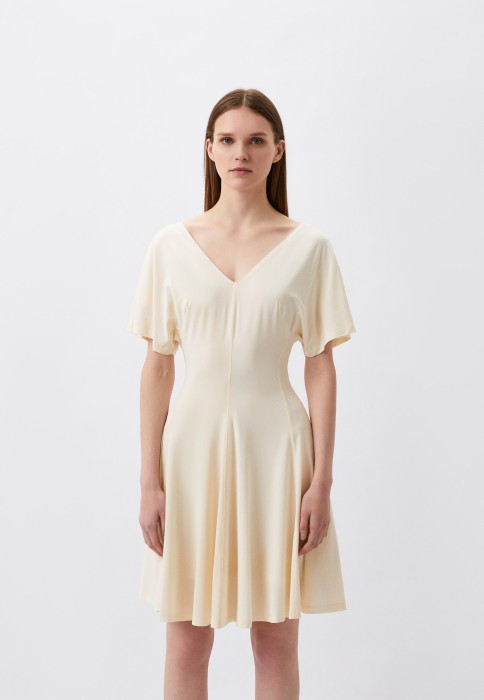 Ecru sukienka v neck (42)