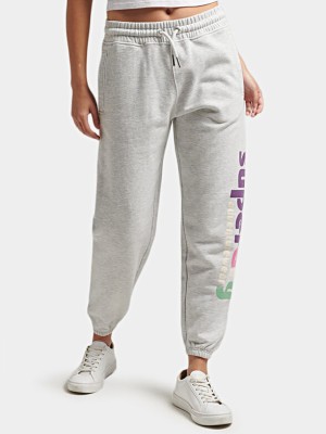 Szare melanżowe spodnie nadruk (42)