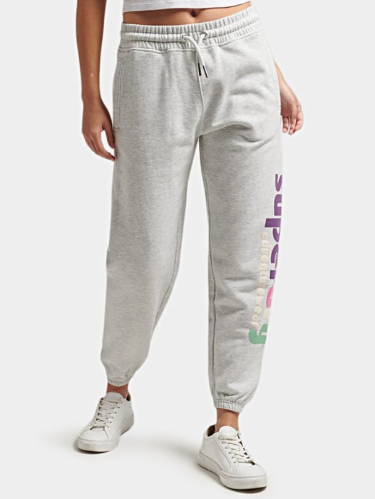 Szare melanżowe spodnie nadruk (42)