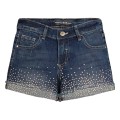 Niebieskie jeansowe szorty cyrkonie (14L)