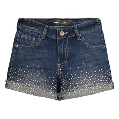 Niebieskie jeansowe szorty cyrkonie (14L)