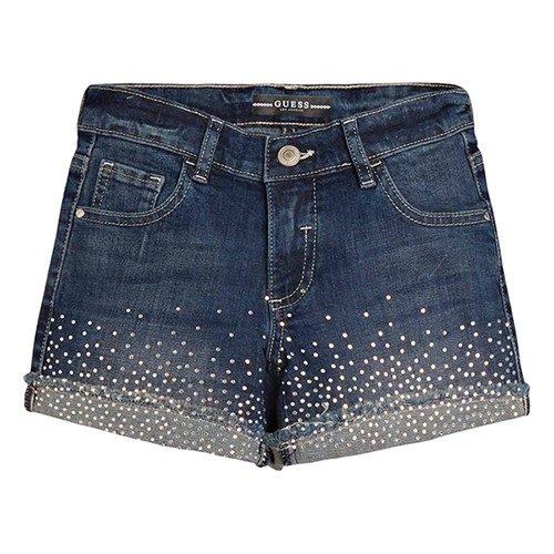 Niebieskie jeansowe szorty cyrkonie (14L)