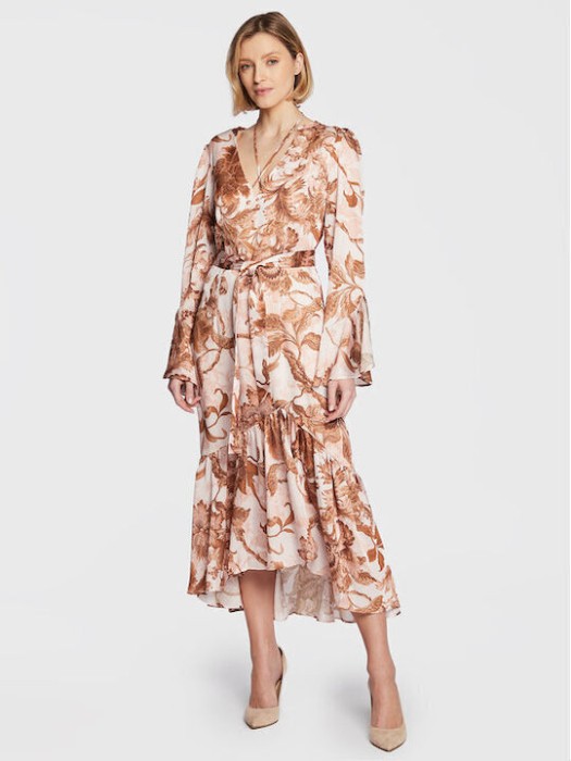 Wzorzysta sukienka midi pasek (M)