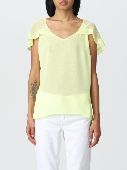 Żółta prześwitująca bluzka v neck (38)