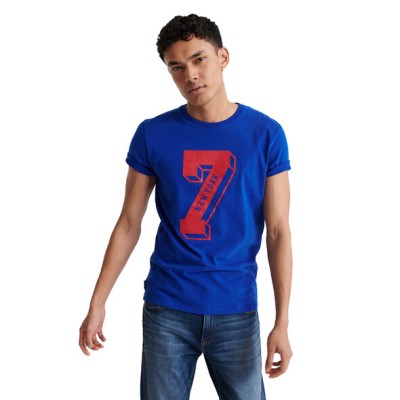 Kobaltowy t-shirt nadruk (S)