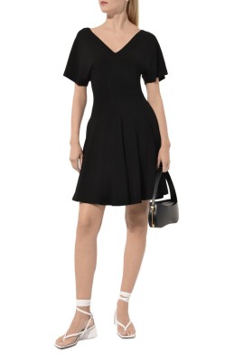 Czarna sukienka v neck zamek (42)