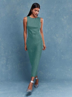 Turkusowa satynowa sukienka (XS)