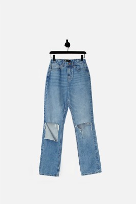 Niebieskie proste jeansy dziury (26/32)