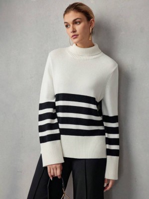 Dwukolorowy sweter golf (S)