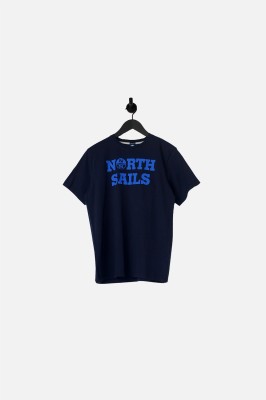 Granatowy t-shirt nadruk (M)