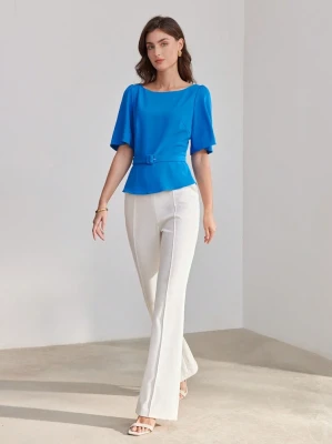 Niebieska bluzka pasek (S)