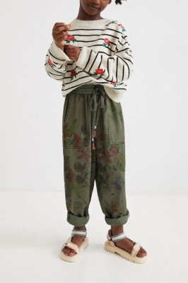 Khaki proste spodnie nadruk (7-8L)