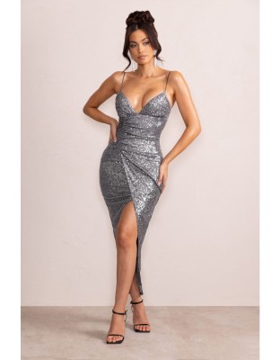 Cekinowa sukienka marszczenia (36)