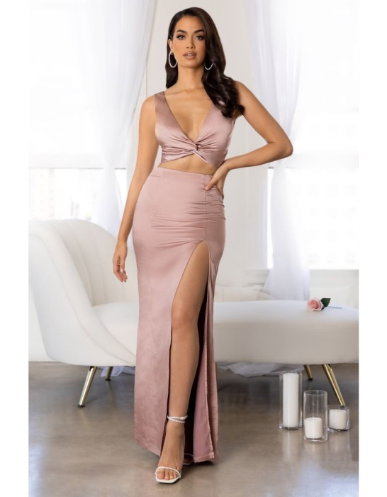 Brudny róż spódnica maxi (34)