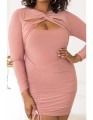 Różowa ołówkowa sukienka mini (44)