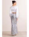 Srebrna cekinowa spódnica maxi (40)
