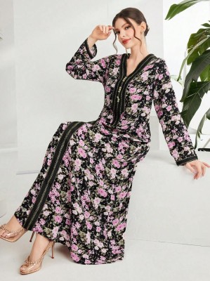 Czarna sukienka midi wzór (M)