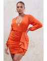 Pomarańczowa sukienka długie rękawy (52)