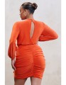 Pomarańczowa sukienka długie rękawy (52)