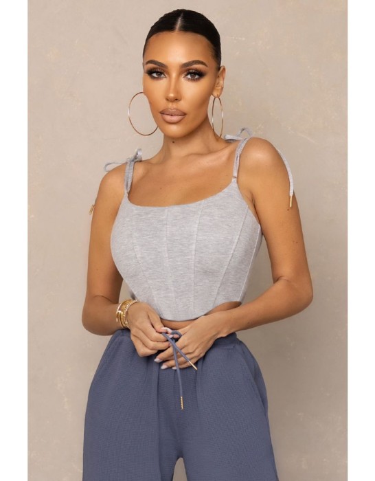 Szary gorsetowy top melanż (34)