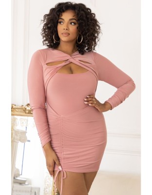 Różowa ołówkowa sukienka mini (50)