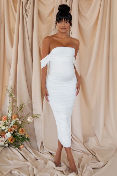 Śmietankowa sukienka off shoulder (42)