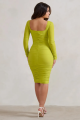 Limonkowa dopasowana sukienka (34)